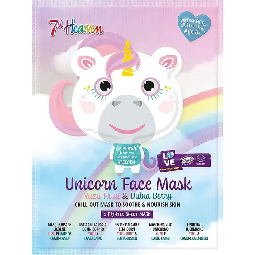 7th Heaven Maschera Viso Tessuto Stampa Unicorno Adulti/Bambini 8 Anni+