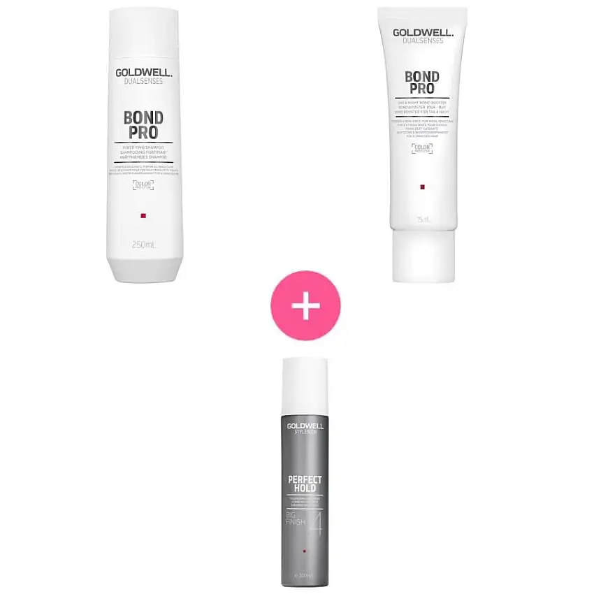 Goldwell Dual Senses Bond Pro Goldwell Bond Pro Fortifying Shampoo 250 ml + Day & Night Bond Booster 75 ml + Perfect Hold Big Finish 50 ml