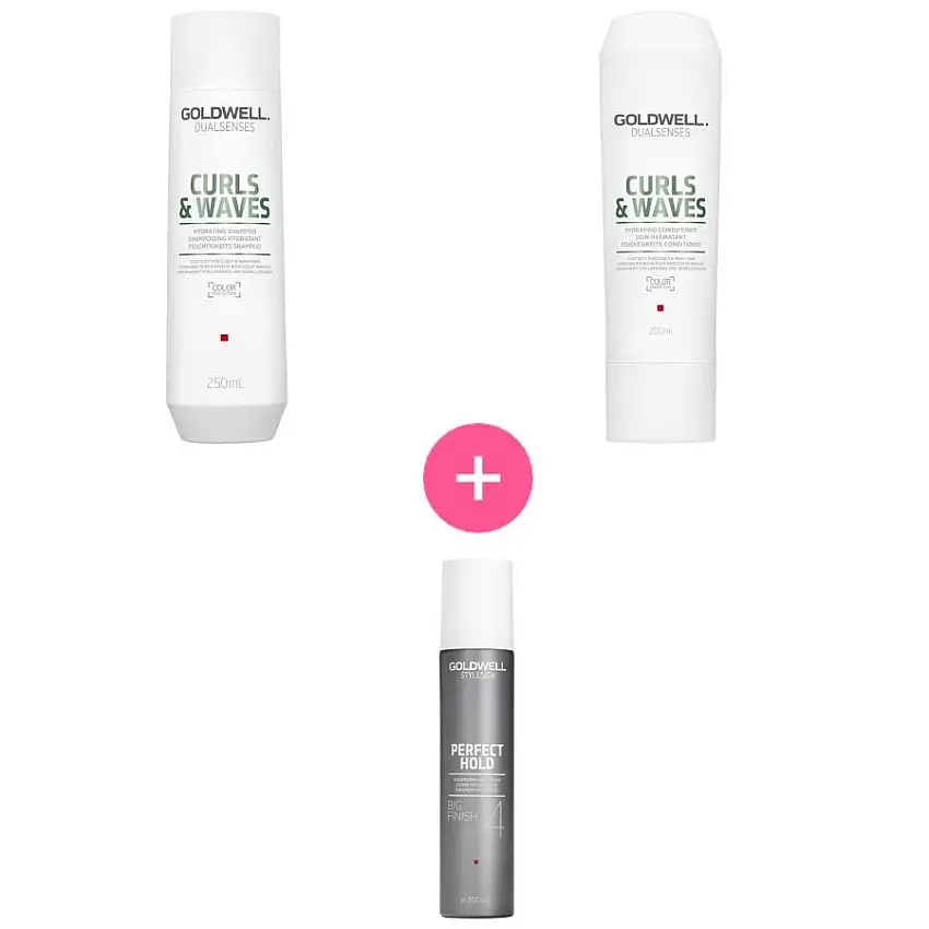 Goldwell Dual Senses Curls & Waves Goldwell Curls & Waves Curls & Waves Shampoo 250 ml + Curls & Waves Conditioner 200 ml + Perfect Hold Big Finish 50 ml
