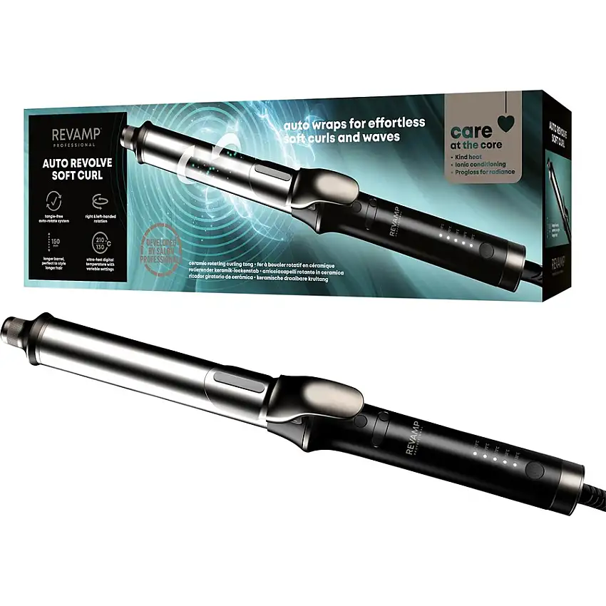 Revamp Professional Stylers Auto Revolve Soft Curl Tong Ferro arricciacapelli morbido a rotazione automatica con rivestimento in ceramica