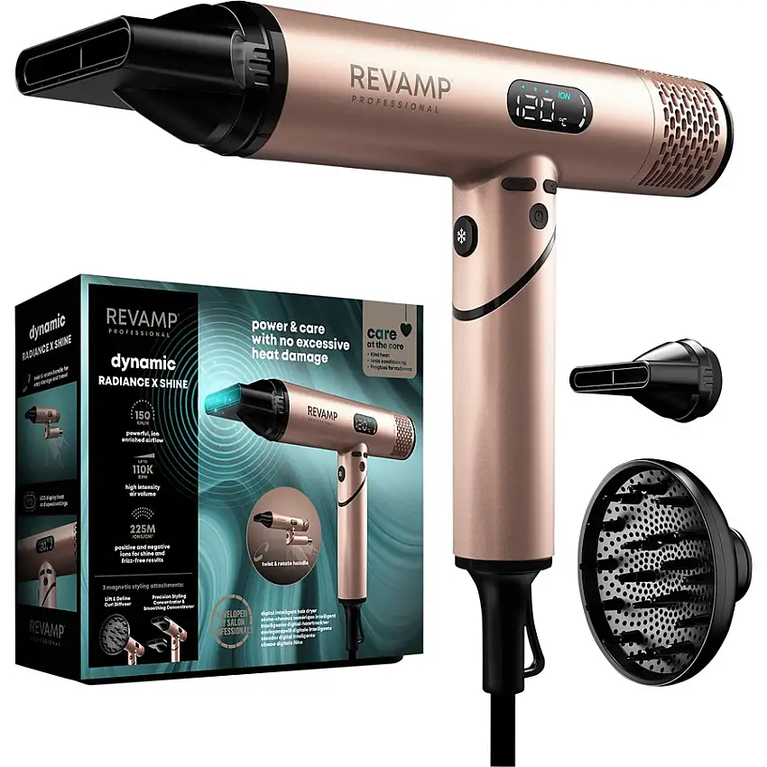 Revamp Professional Asciugacapelli Dynamic Radiance X Shine Asciugacapelli digitale e intelligente con tecnologia ionica