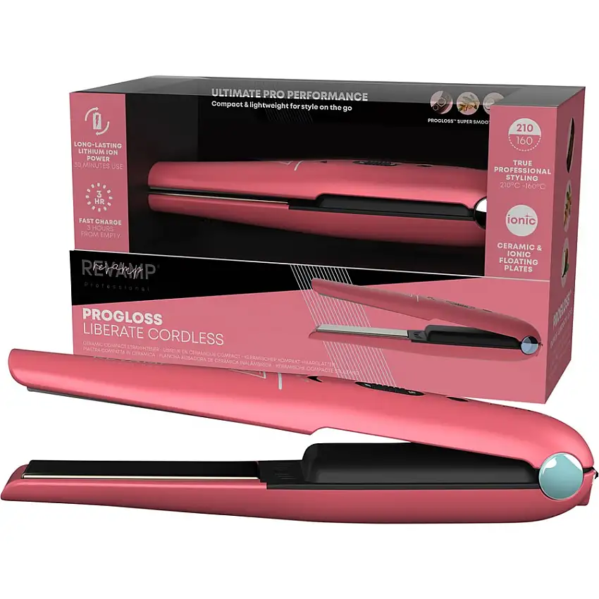Revamp Professional Raddrizzatore Liberate Cordless Piastra per capelli compatta senza fili - Rosa