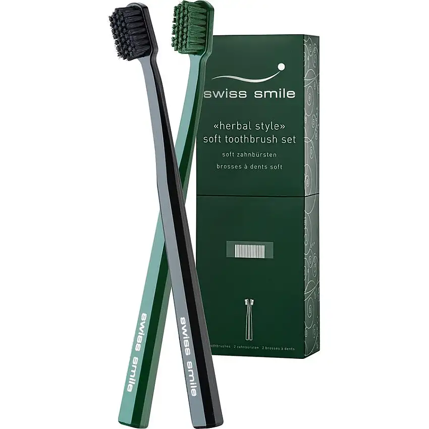 Swiss Smile Igiene dentale Set di spazzolini da denti morbidi Stile erboristico