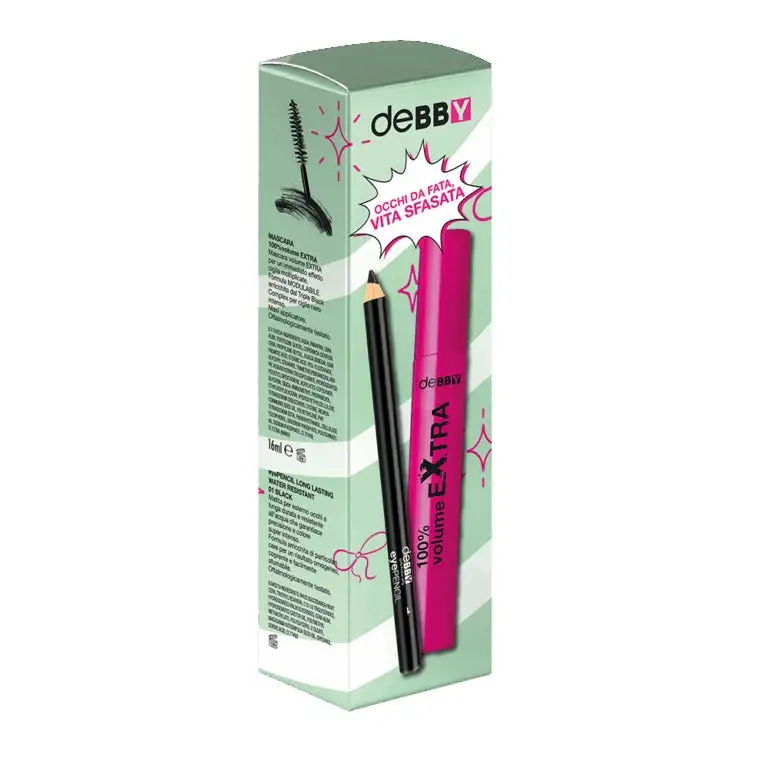 Kit Debby Mascara 100% Volume Extra Mascara + Matita Eyepencil Long Lasting Black