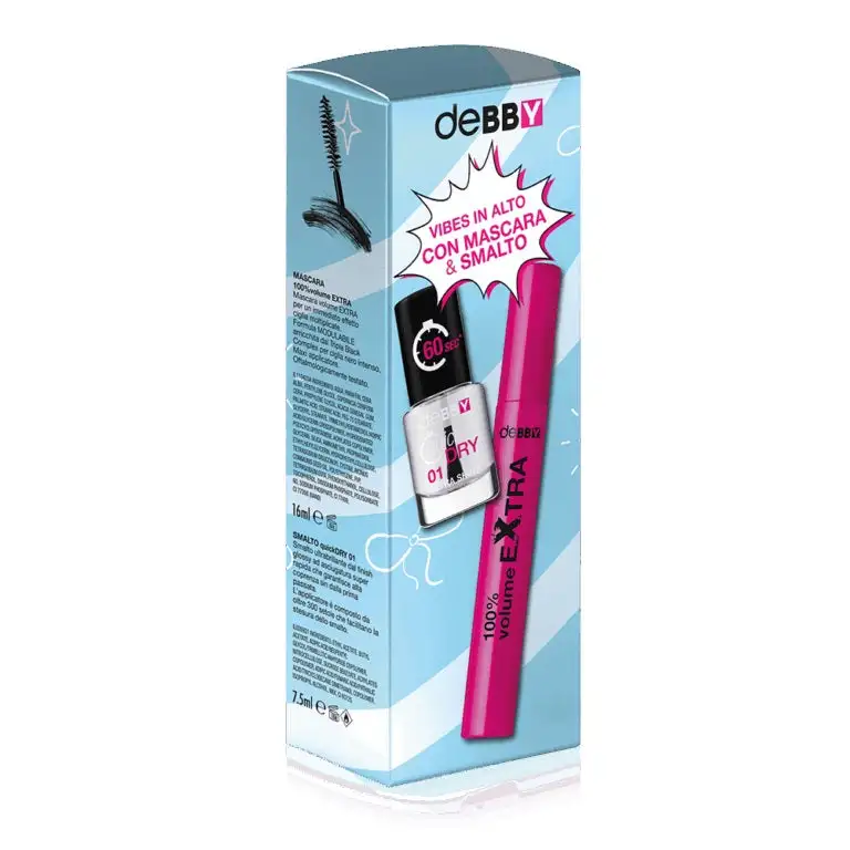 Kit Debby Mascara 100% Volume Extra Mascara + Smalto Quick Dry N.01