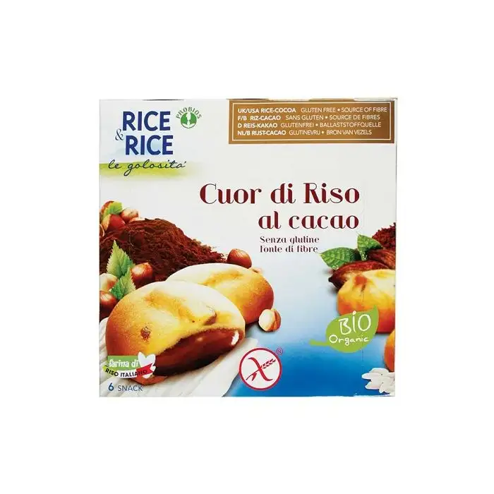 Rice&Rice Cuor di Riso al Cacao Snack Biologico Senza Glutine 6x33 g
