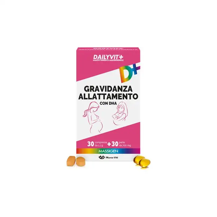 Massigen Dailyvit Integratore Gravidanza e Allattamento 30 Perle + 30 Compresse