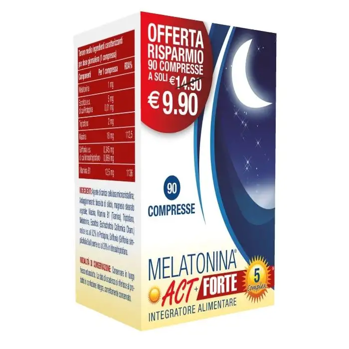 Melatonina Act 1mg + 5 Complex Forte Integratore di Melatonina 90 compresse