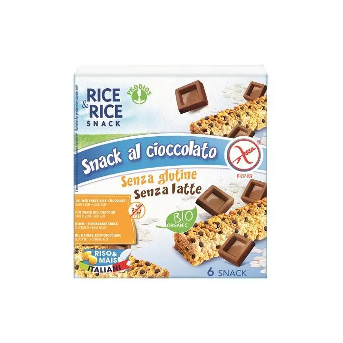 Rice&Rice Snack Al Cioccolato Biologico Senza Glutine Senza Latte 6x21 g