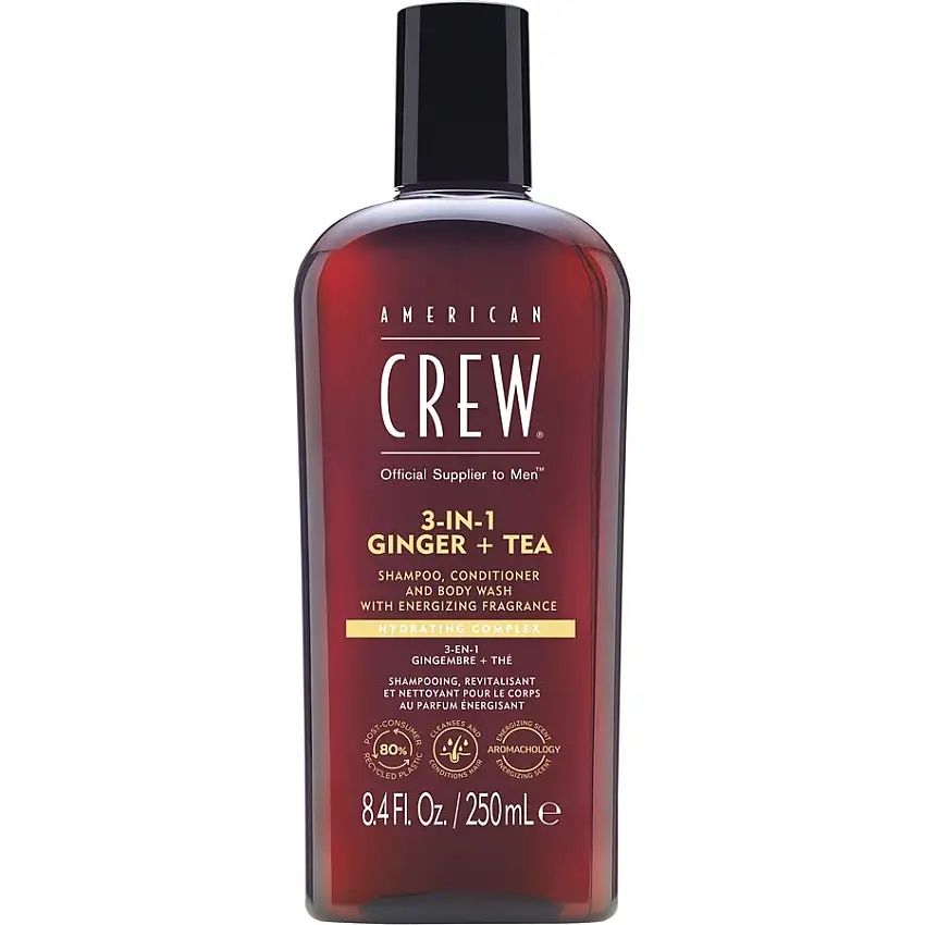 American Crew Cura dei capelli e del corpo 3-in-1 Ginger + Tea Shampoo, Conditioner and Body Wash