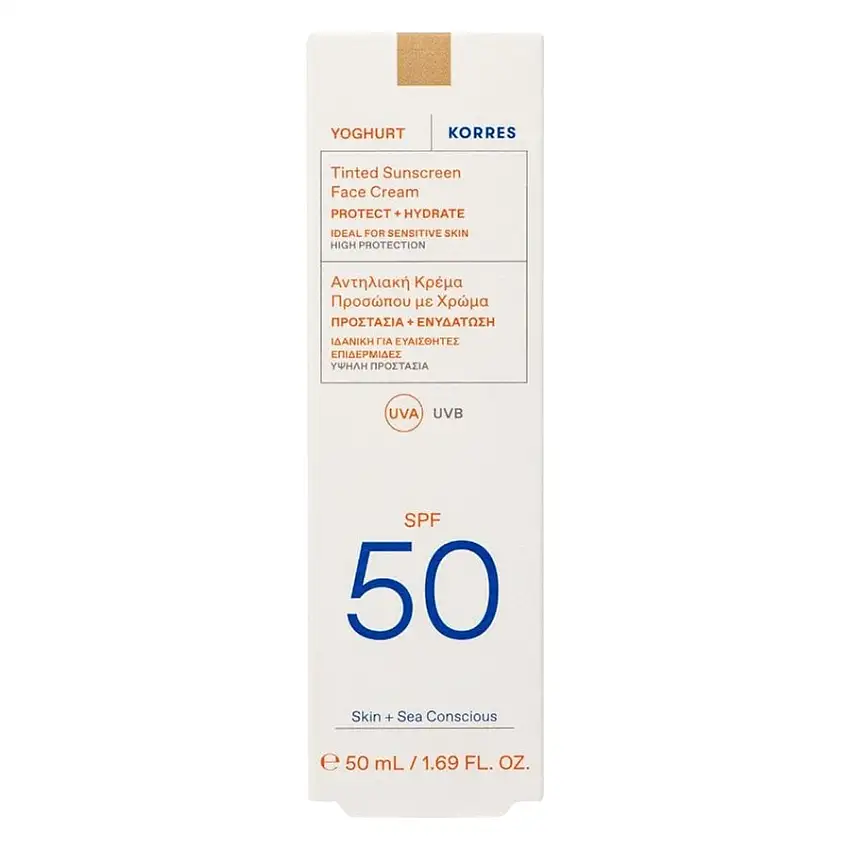 Korres Cura del sole Crema solare colorata allo yogurt per il viso SPF50
