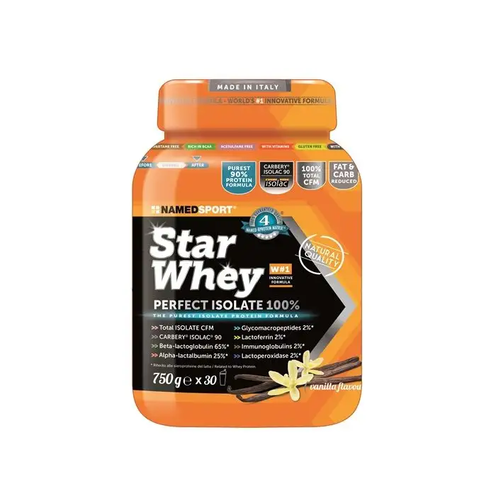 Named Sport Star Whey Isolate Vaniglia Integratore di Proteine Isolate del Siero del Latte 750 g