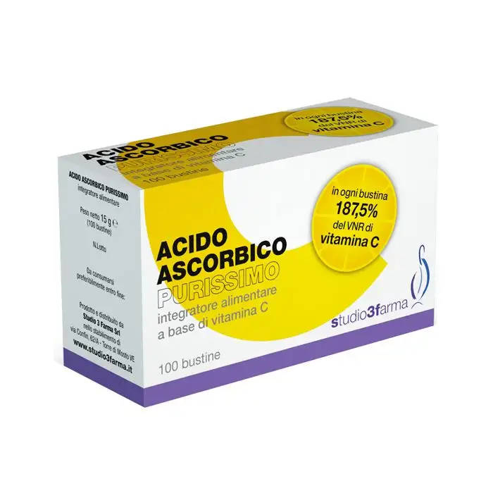 Studio Farma 3 Acido Ascorbico Integratore Alimentare 100 Bustine
