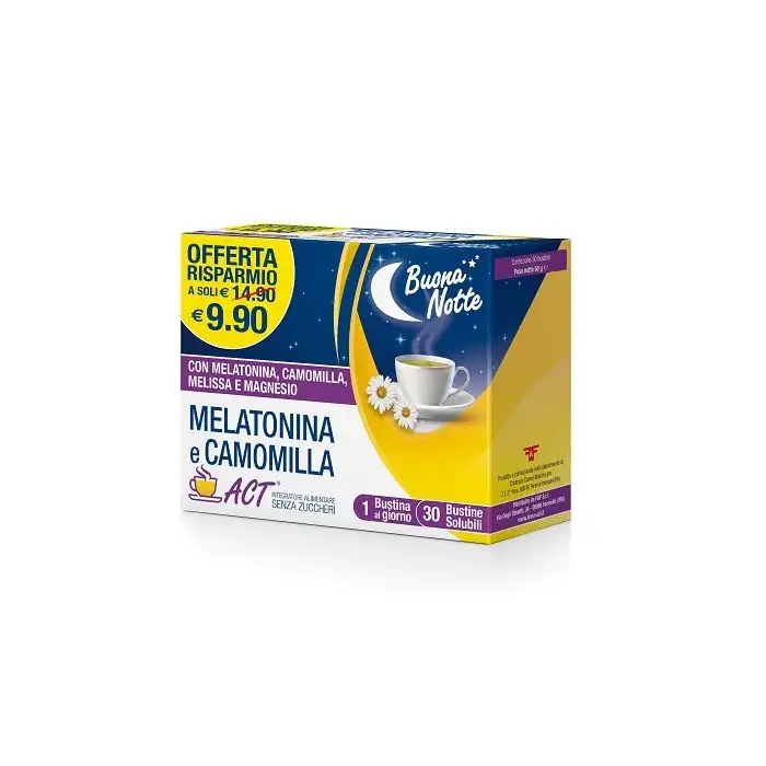Melatonina Act + Camomilla Melissa e Magnesio 30 Buste
