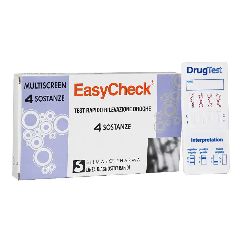 TEST RAPIDO SINGOLO O MULTIPLO PER RIVELAZIONE USO DI DROGHE STRIP EASYCHECK 4 SOSTANZE C
