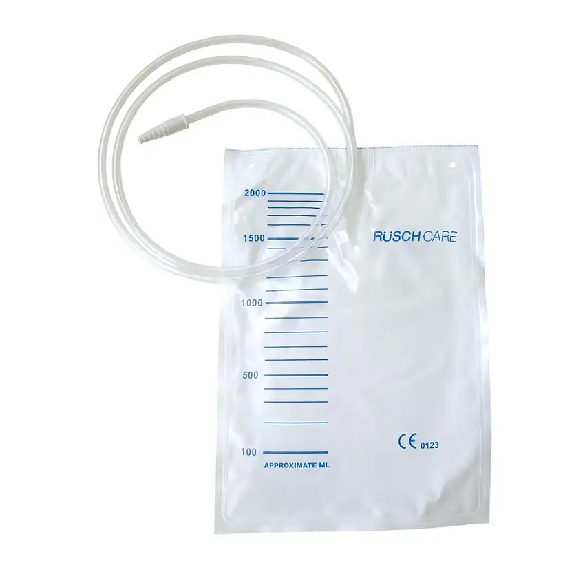 SACCA DI DRENAGGIO LETTO PER INCONTINENZA 2000ML IN PVC CON TUBO DI RACCORDO 130CM DIAMETRO 5X7MM MONOUSO 30 PEZZI