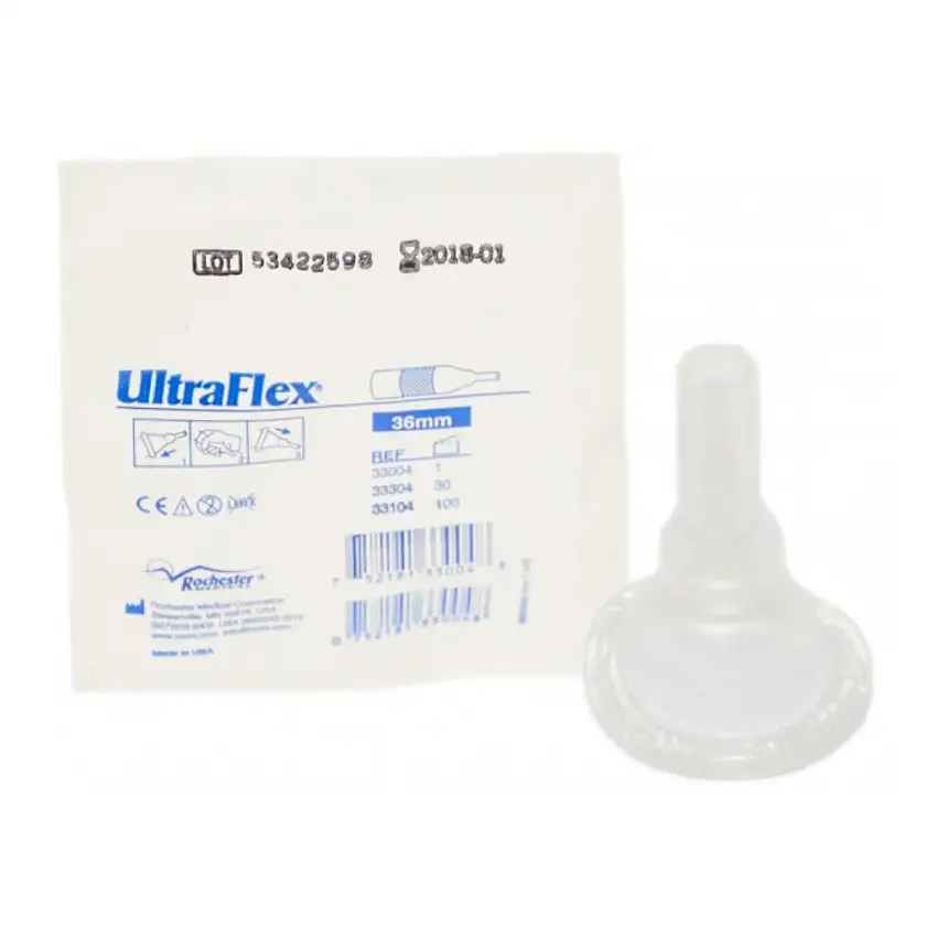CATETERE ESTERNO MASCHILE SILKOKONDOM ULTRAFLEX AUTOADESIVO IN SILICONE TRASPARENTE MISURA 25 MM LUNGHEZZA 8 CM 30 PEZZI