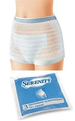 MUTANDINA ELASTICA RETTANGOLARE A RETE SERENITY XS 3 PEZZI