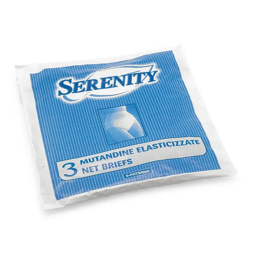 MUTANDINA ELASTICA RETTANGOLARE A RETE SERENITY M 3 PEZZI