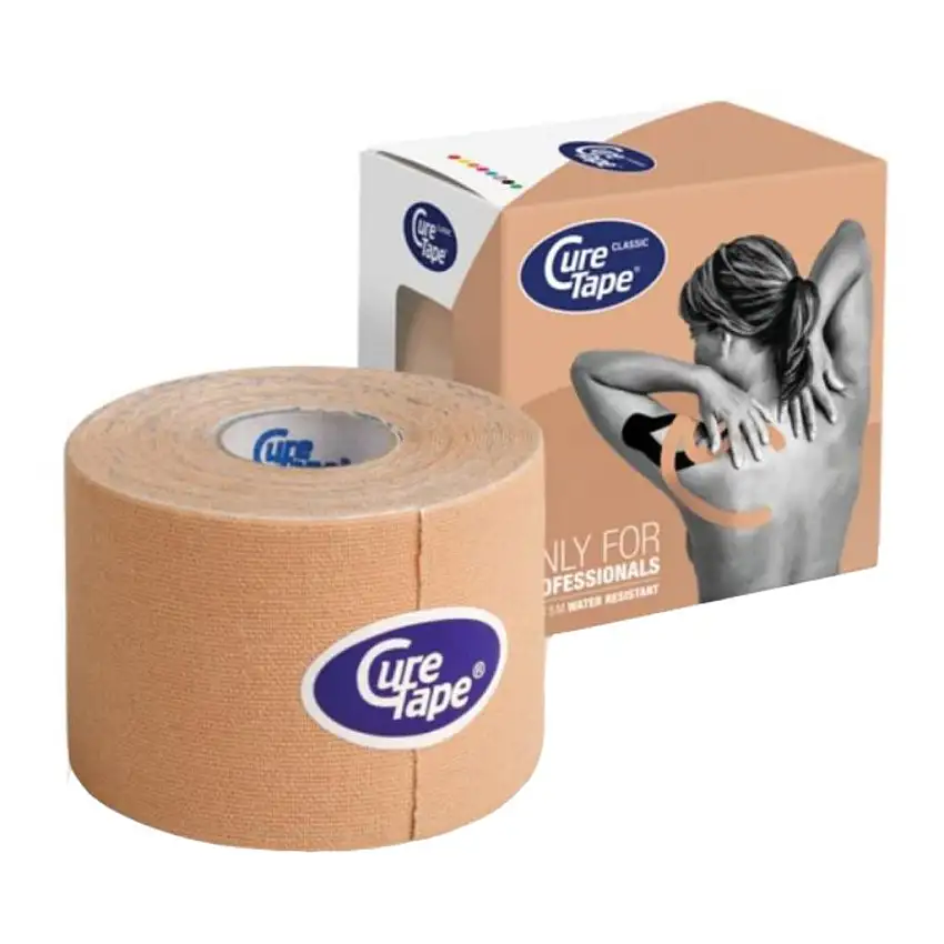 NASTRO ADESIVO ELASTICO PER RIABILITAZIONE IN COTONE CURE TAPE COLORE BEIGE ALTEZZA 5 CM LUNGHEZZA 5 M
