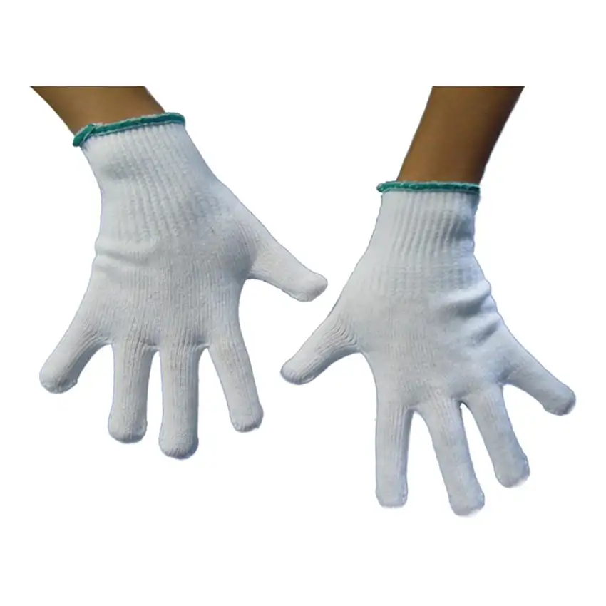 GUANTO AMBIDESTRO IN COTONE MONOFILO BIANCO PER ALLERGIE DERMATOLOGICHE SENZA CUCITURE POLSINO ELASTICO LARGHEZZA 65 MM 6,5 1 PAIO
