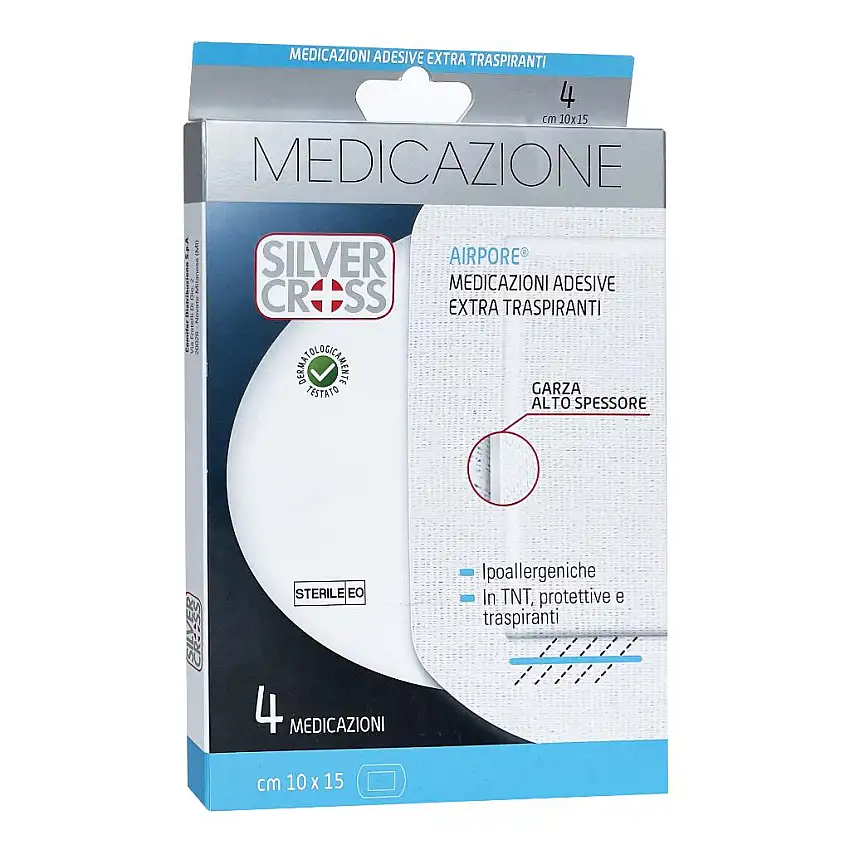 SILVER CROSS AIRPORE MEDICAZIONE 10X15 CM 4 PEZZI