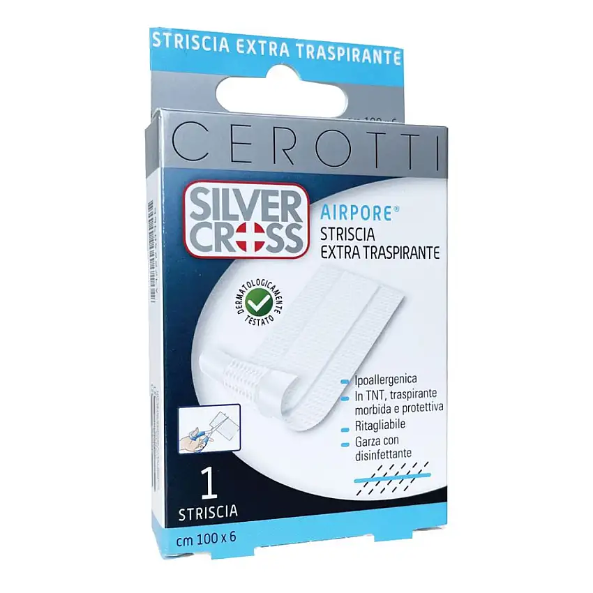 CEROTTO SILVER CROSS STRIP AIRPORE 100X6 CM 1 PEZZO