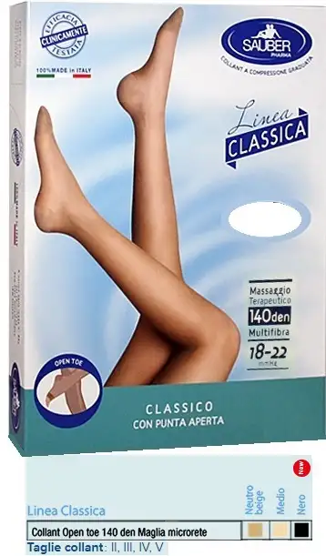 SAUBER COLLANT OPEN TOE MAGLIA MICRORETE 140 DEN COLORE MEDIO TAGLIA 2 LINEA CLASSICA
