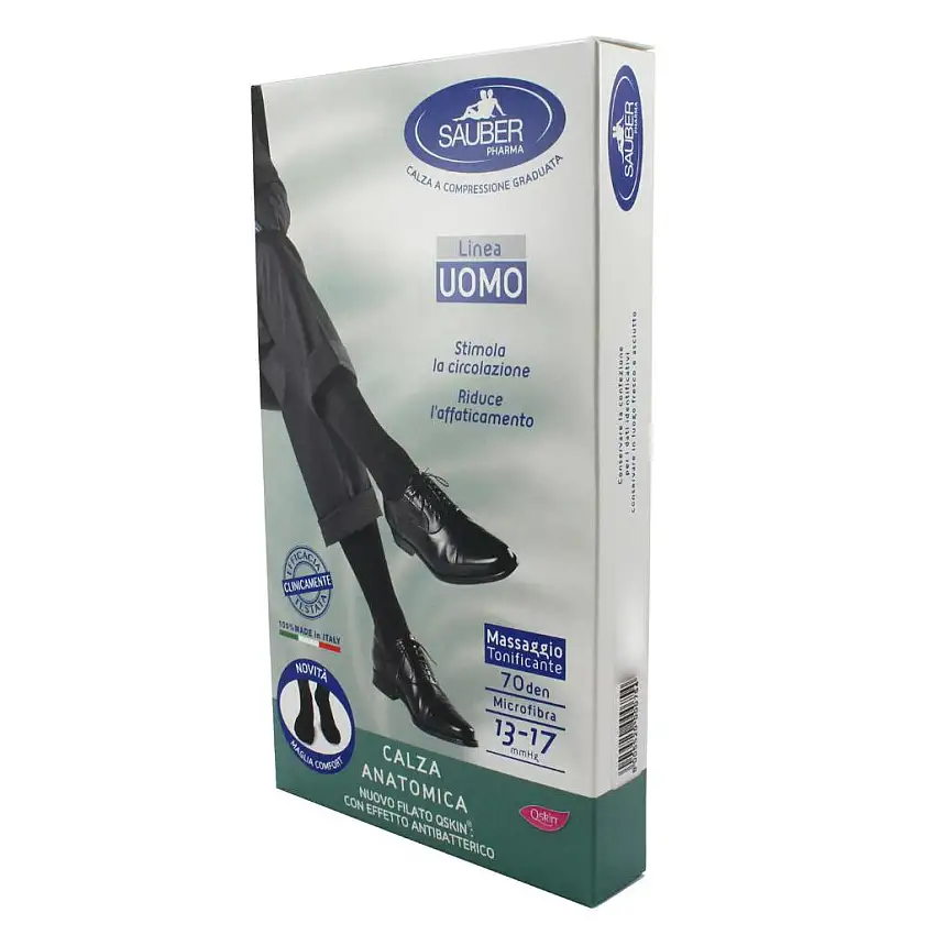SAUBER CALZA UOMO Q-SKIN 70 DEN COLORE ANTRACITE TAGLIA P