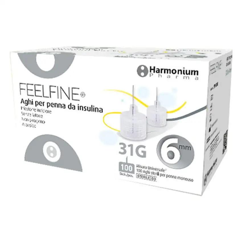 AGO PER PENNA DA INSULINA FEELFINE GAUGE 31 LUNGHEZZA 6 MM 100 PEZZI