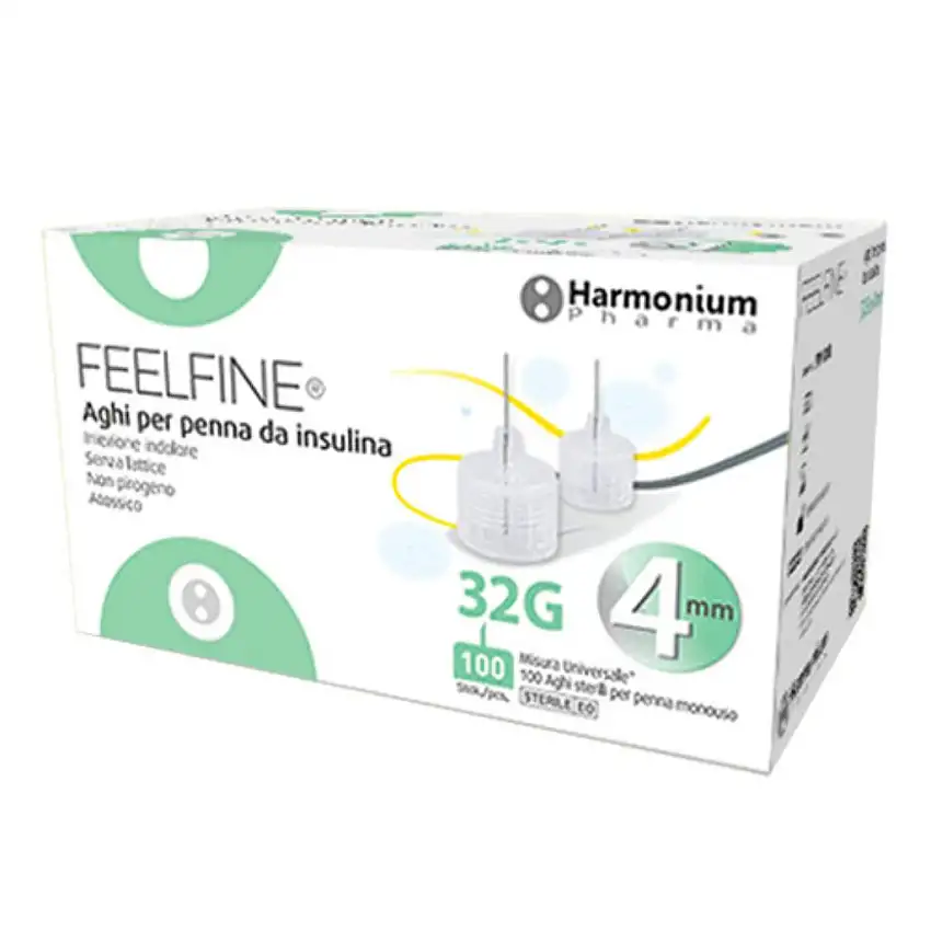 AGO PER PENNA DA INSULINA FEELFINE GAUGE 32 LUNGHEZZA 4 MM 100 PEZZI