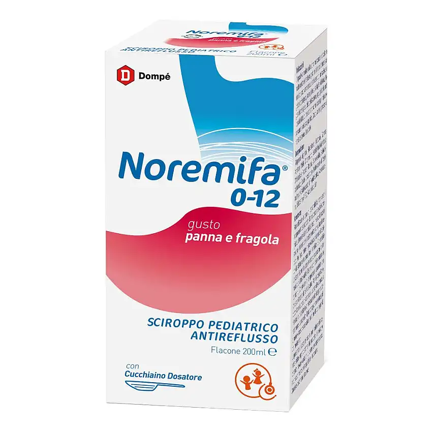 SCIROPPO PEDIATRICO ANTIREFLUSSO NOREMIFA 0-12 FLACONE 200 ML GUSTO PANNA E FRAGOLA