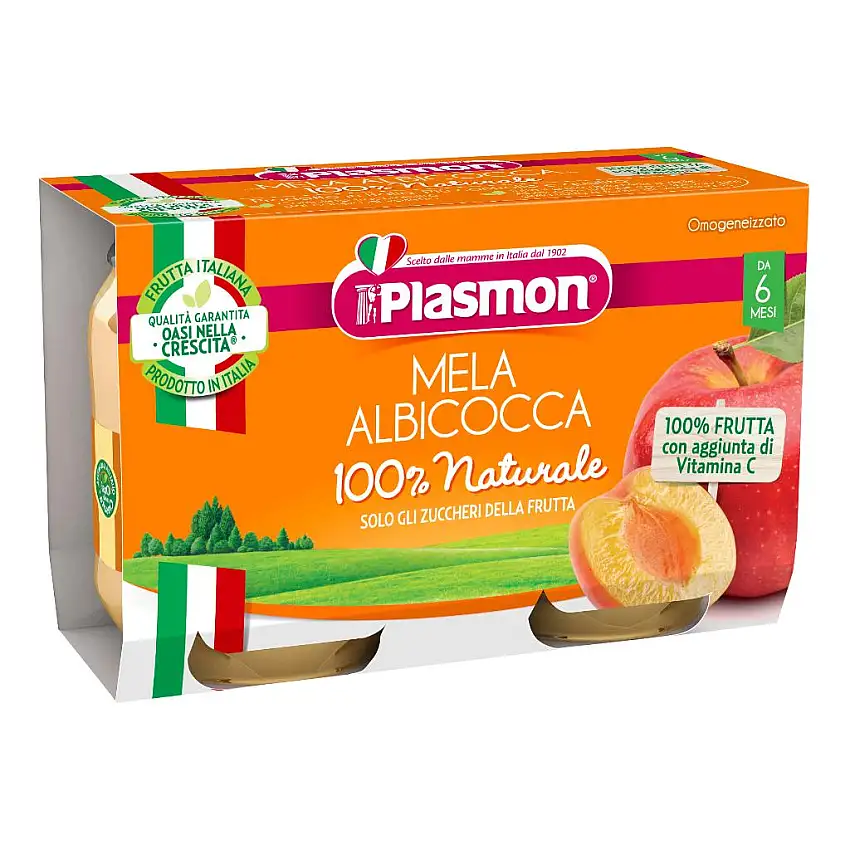PLASMON OMOGENEIZZATO MELA ALBICOCCA 2 X 104 G