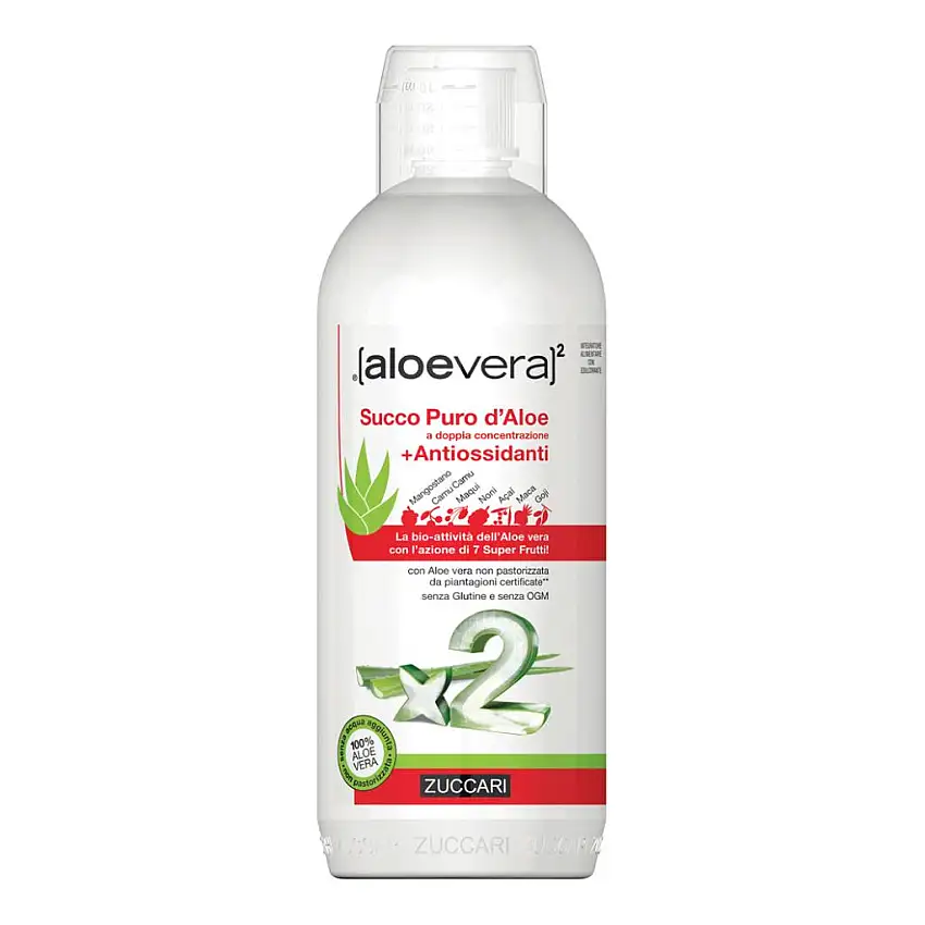 ALOEVERA2 SUCCO PURO D'ALOE A DOPPIA CONCENTRAZIONE + ANTIOSSIDANTI