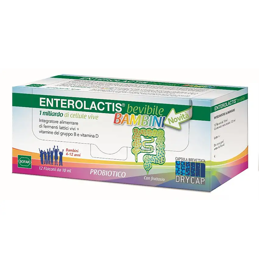 ENTEROLACTIS BEVIBILE BAMBINI 12 FLACONCINI DA 10 ML