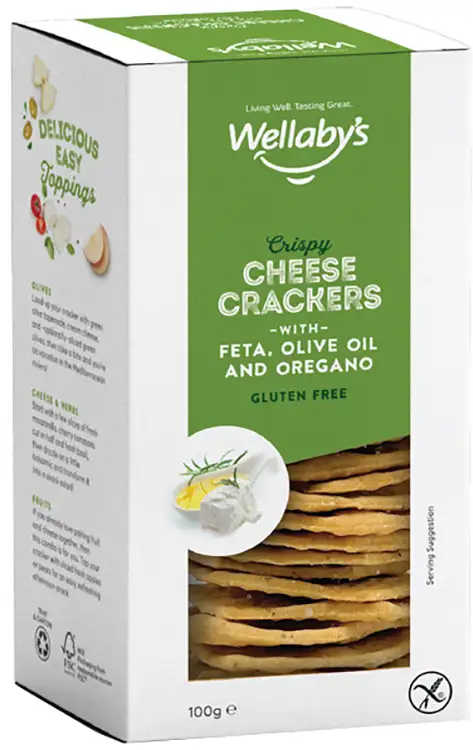 WELLABY'S CRACKERS FETA OLIVE OLIO & ORIGANO 100 G