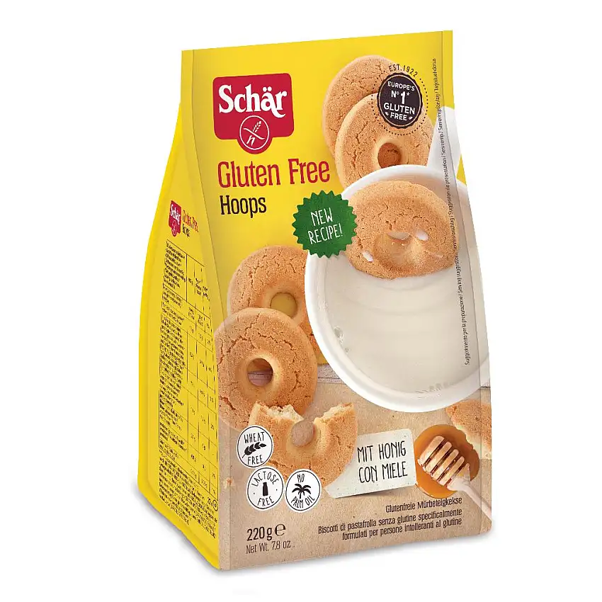SCHAR HOOPS CON MIELE BISCOTTI DI PASTAFROLLA SENZA LATTOSIO 220 G