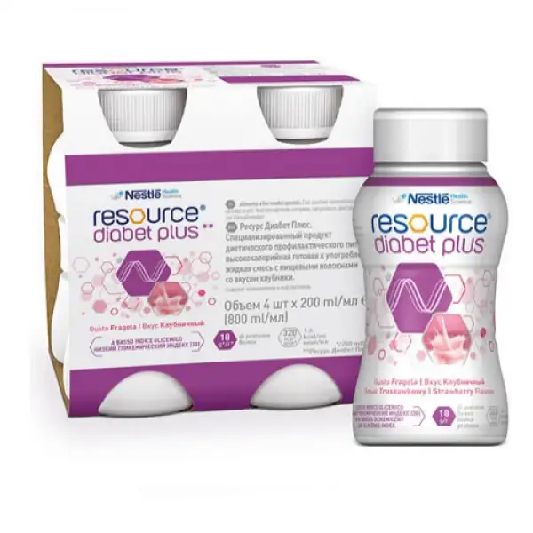RESOURCE DIABET PLUS FRAGOLA 4 X 200 ML