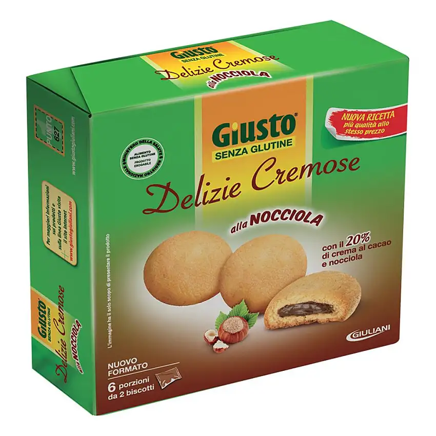 GIUSTO SENZA GLUTINE DELIZIE CREMOSE AL CACAO NOCCIOLA 180 G