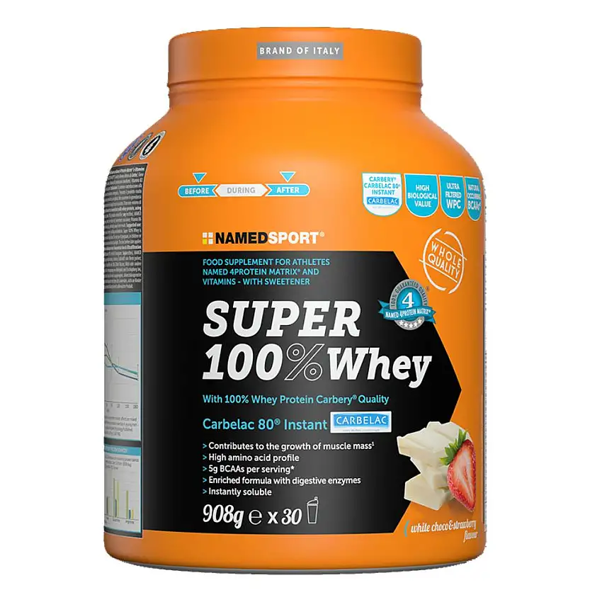SUPER100% WHEY SMOOTH WHITE CHOCO/STRAWBERRY 908 G