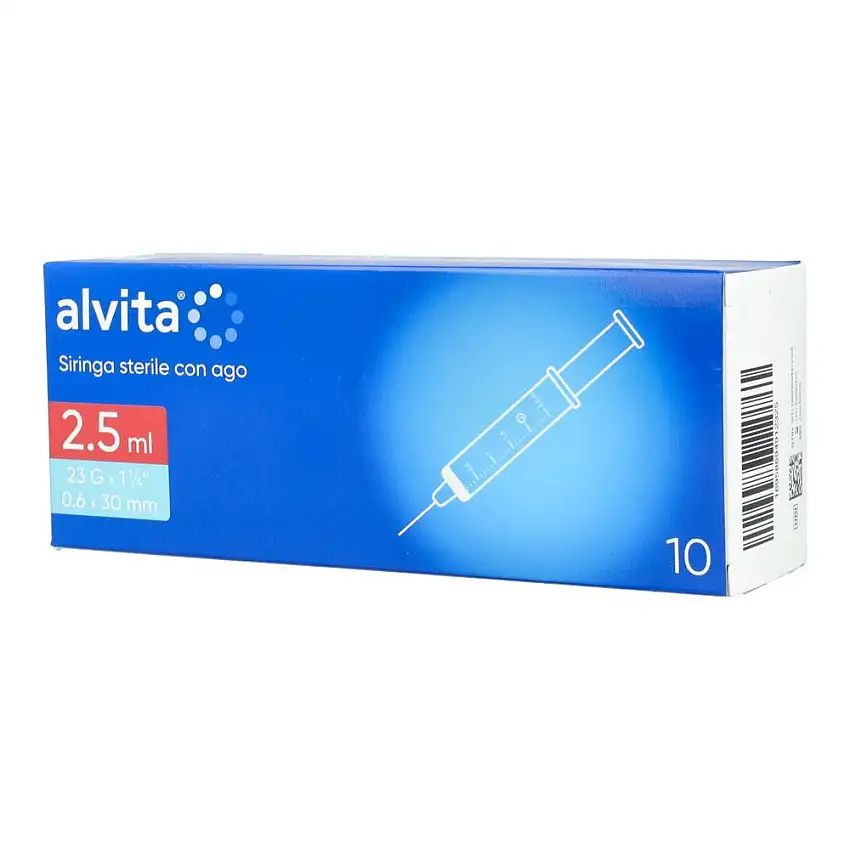 SIRINGA PER INFUSIONE E IRRIGAZIONE ALVITA 2,5 ML CON AGO 23 GAUGE 1 1/4 0,6X30MM 10 PEZZI