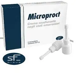 CREMA RETTALE MICROPROCT IN MICROCLISMI COADIUVANTE NEGLI STATI EMORROIDARI 6 PEZZI DA 8 G