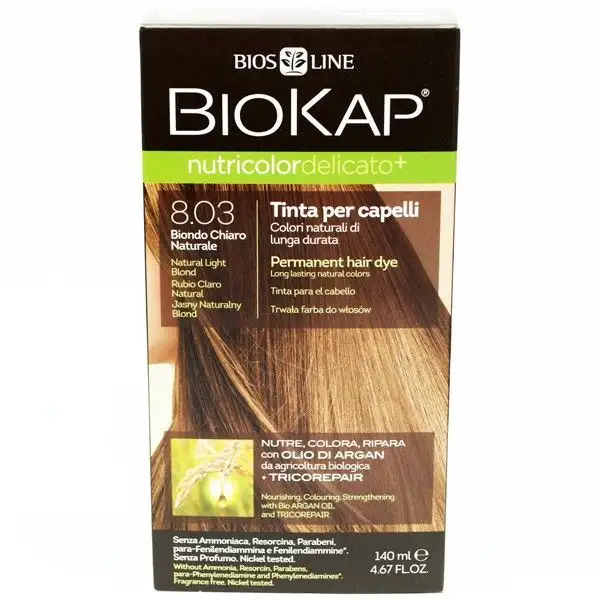 BIOKAP NUTRICOLOR DELICATO 8,03 NEW BIONDO CHIARO NATURALE TINTA 140 ML