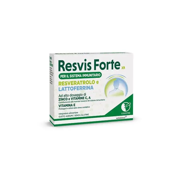 Resvis Forte XR Resveratrolo Integratore Antiossidante e Difese Immunitarie 12 Bustine