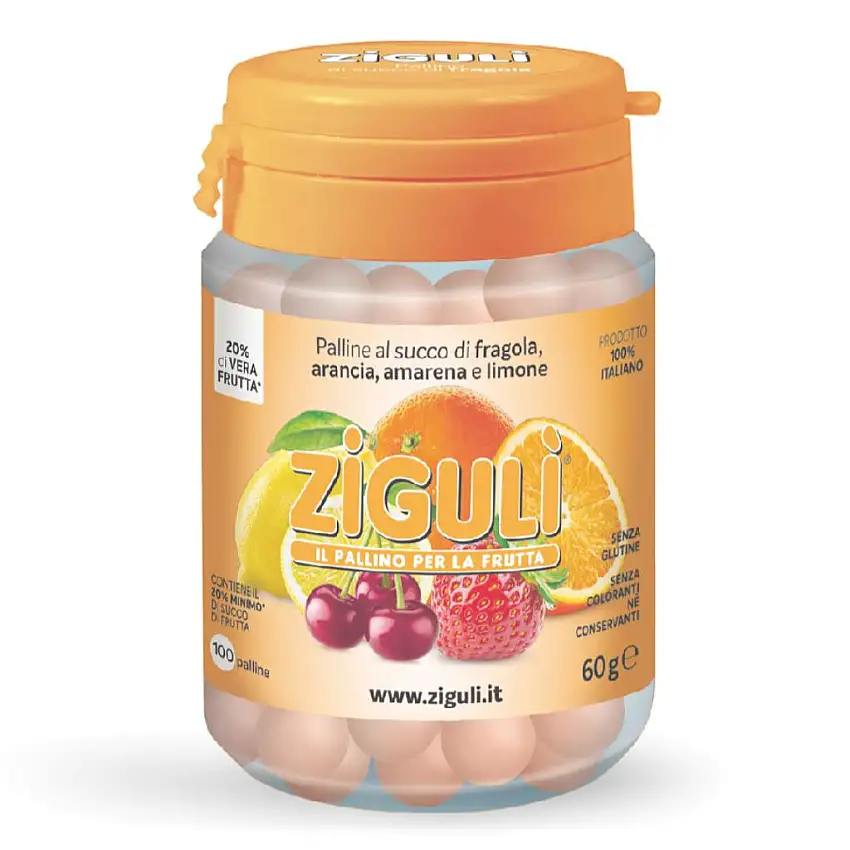 ZIGULI MIX AMARENA, ARANCIA, FRAGOLA, LIMONE 100 PALLINE 60 G