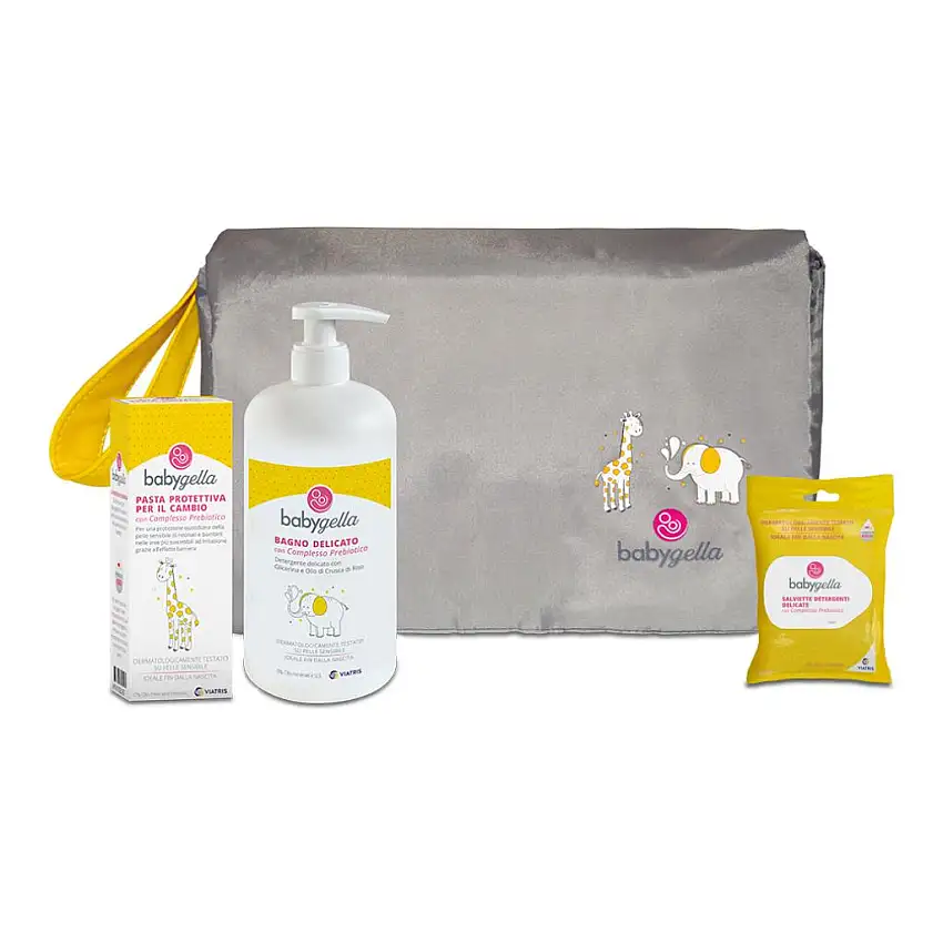 BABYGELLA TROUSSE PREBIOTIC 1 BABYGELLA BAGNO 250 ML + 1 BABYGELLA SALVIETTE 15 PEZZI + 1 BABYGELLA PASTA PROTETTIVA 100 ML