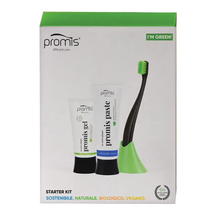 PROMIS STARTER KIT 1 SPAZZOLINO + 1 PORTASPAZZOLINO + 1 DENTIFRICIO 75 ML + 1 GEL DENTALE 10 ML
