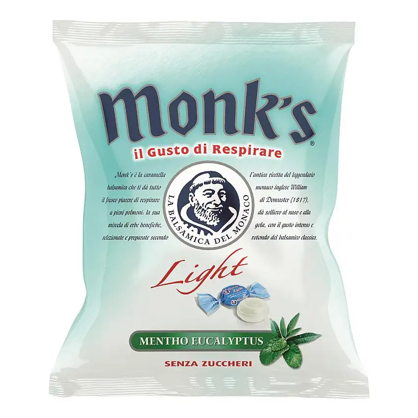 CARAMELLE MONK'S LIGHT SENZA ZUCCHERO MENTA EUCALIPTO 80 G