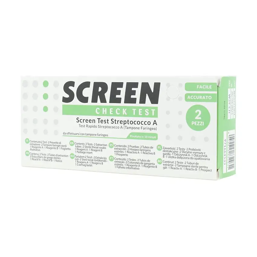 STREP A ANTIGEN HOME TEST DETERMINAZIONE QUALITATIVA ANTIGENI STREPTOCOCCO A DA TAMPONE FARINGEO 2 PEZZI