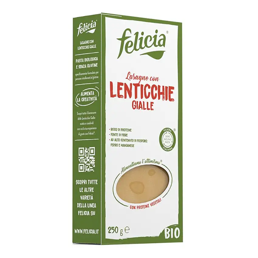 FELICIA BIO LASAGNE LENTICCHIE GIALLE CON RISO INTEGRALE 250 G